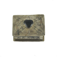 Small Stamped Box With Onyx Heart By J. Alexander Rustic Silver