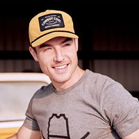 Cowboy Cool "Western Reserve" Rope Trucker Hat in Mustard Yellow