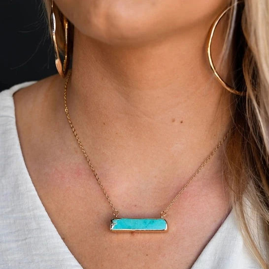 West & Co. Turquoise Bar Gold Chain Necklace