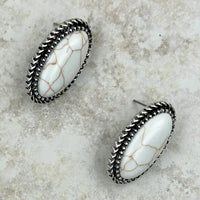 Oval Stone Stud Earrings (4 Colors Available)