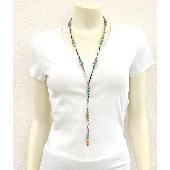 31" Handmade Navajo Inspired Gemstone Lariat Necklace