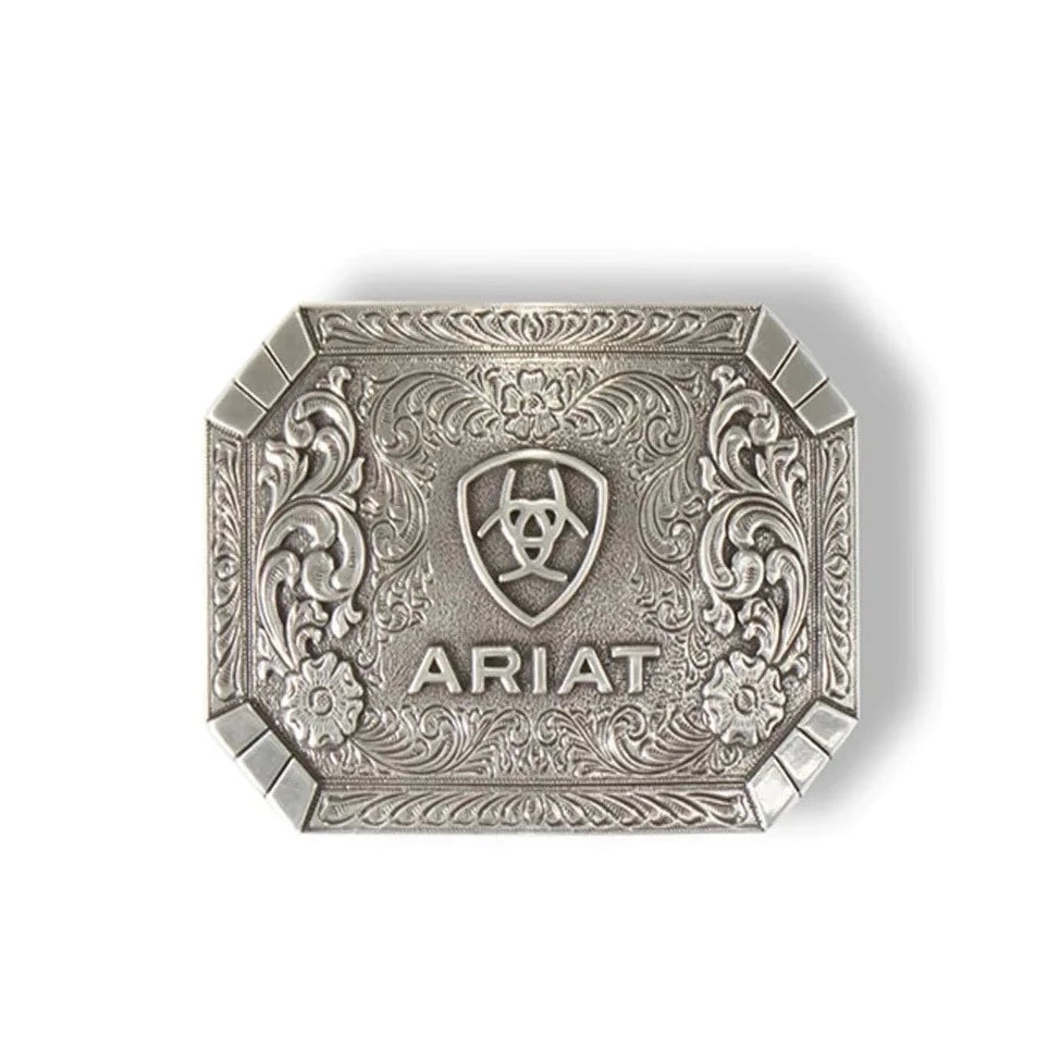 Ariat Logo Antique Silver Rectangle Belt Buckle