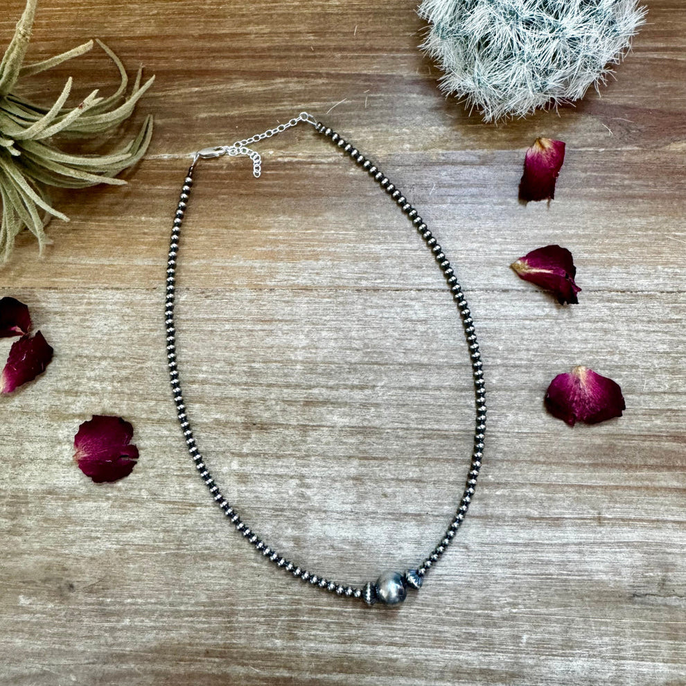 14" 10mm Center Sterling Silver Pearl and Saucer Choker