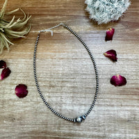 14" 10mm Center Sterling Silver Pearl and Saucer Choker