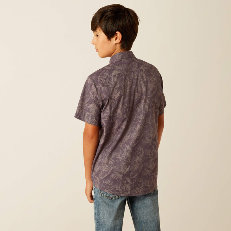 Ariat Boy's VentTek S/S Outbound Classic Fit Western Button Down Shirt in Nine Iron