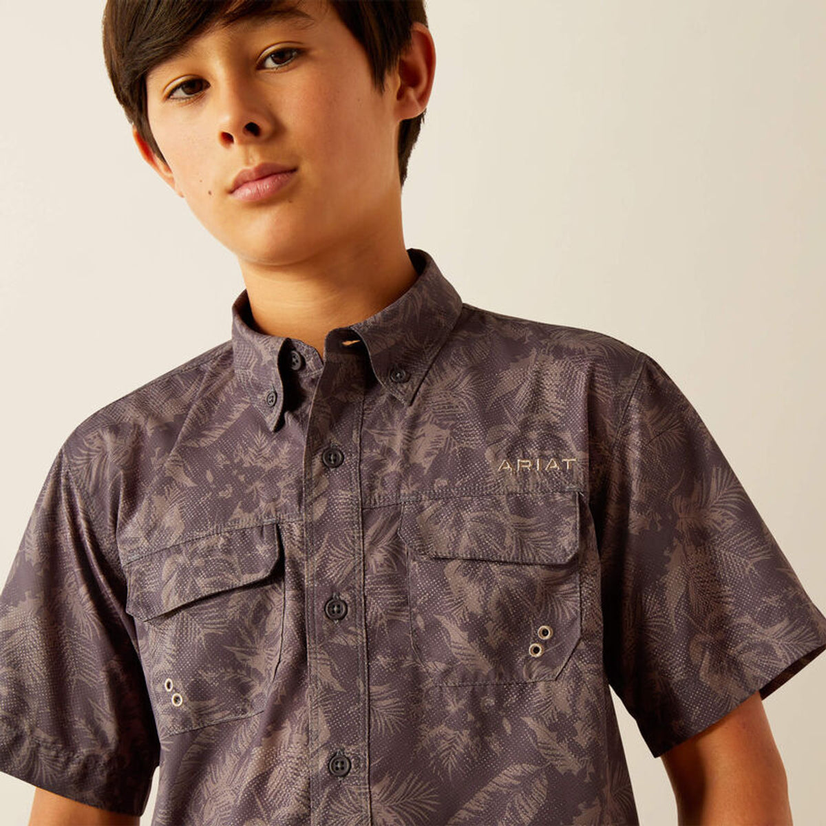 Ariat Boy's VentTek S/S Outbound Classic Fit Western Button Down Shirt in Nine Iron