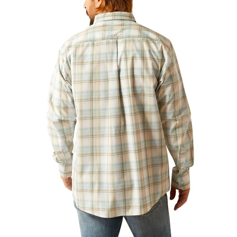 Ariat Men's Pro Series Georgie L/S Classic Fit Western Button Down Shirt in Light Turquoise Plaid