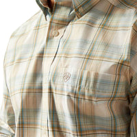Ariat Men's Pro Series Georgie L/S Classic Fit Western Button Down Shirt in Light Turquoise Plaid