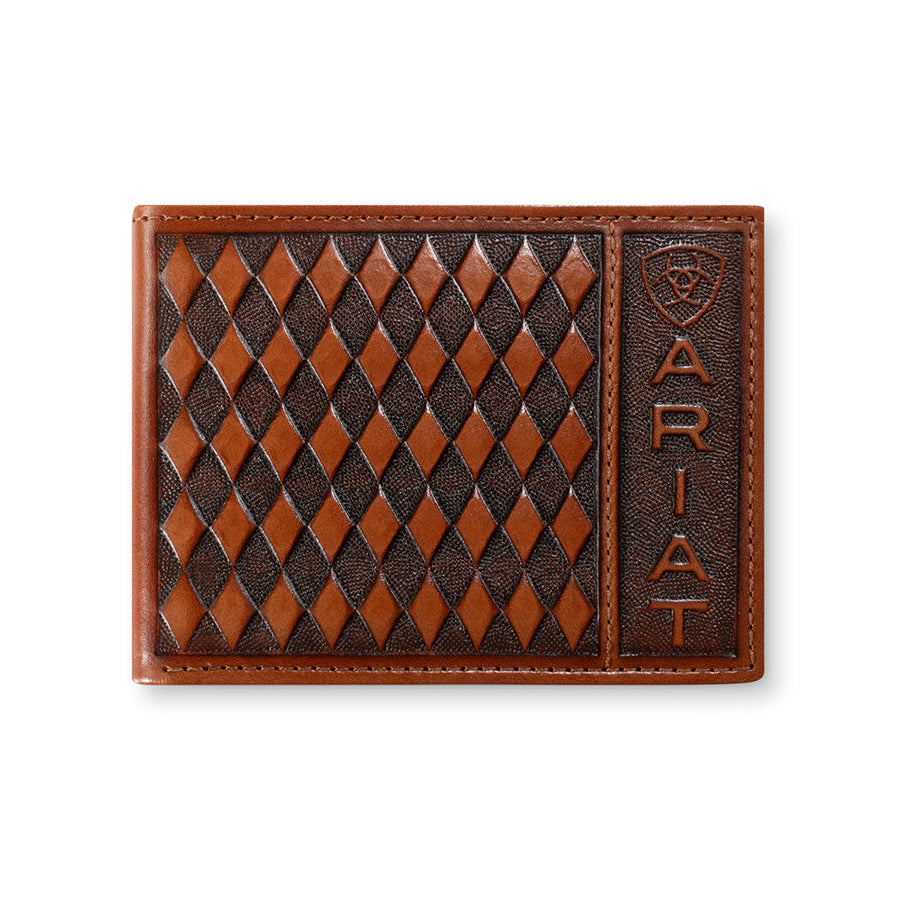 Ariat Bifold Diamond Embossed Passcase Brown Wallet