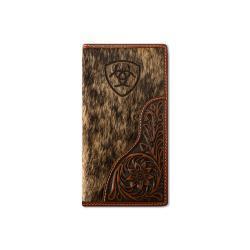 Ariat Men's Hair On Hide Etched Shield Rodeo Wallet