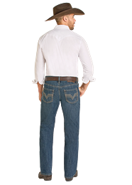 Rock & Roll Denim Men's Double Barrel Straight Leg Bootcut Jeans in Dark Wash