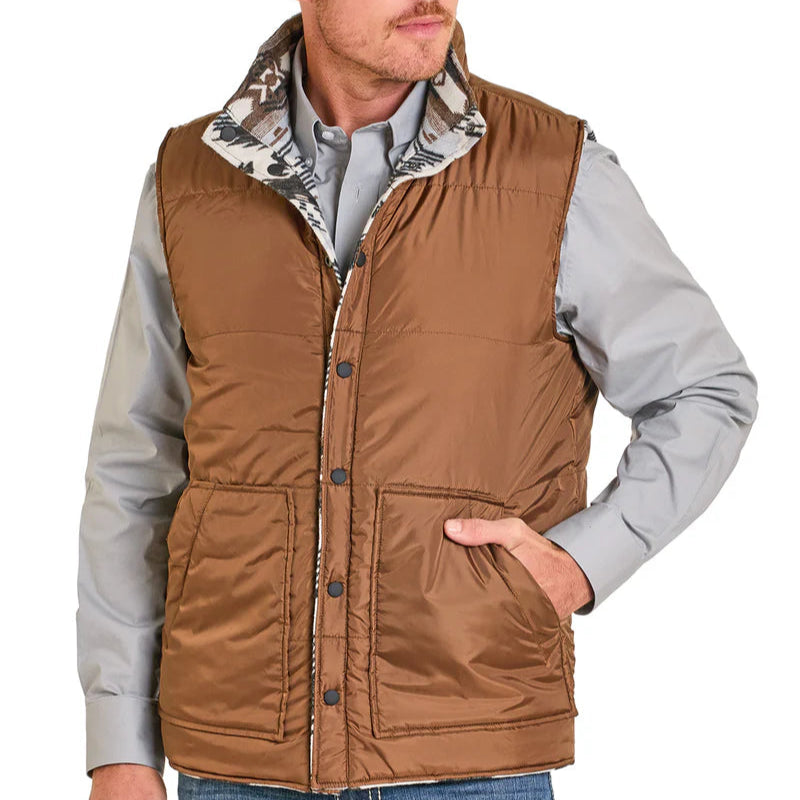 Rock & Roll Denim by Panhandle Slim Men's Aztec Reversible Vest in Grey