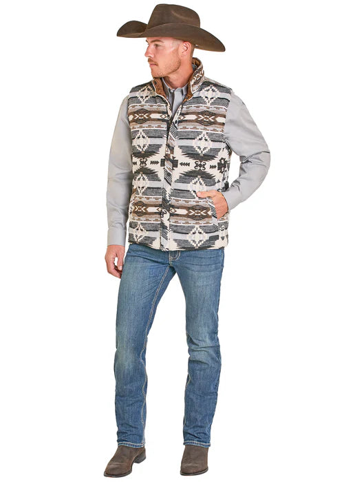 Rock & Roll Denim by Panhandle Slim Men's Aztec Reversible Vest in Grey