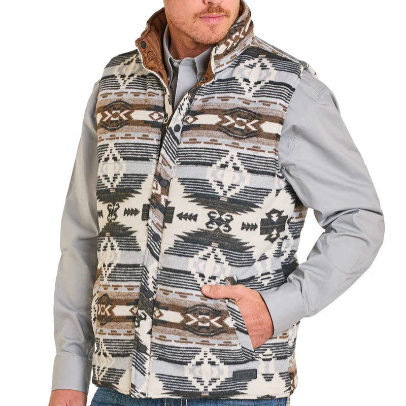Rock & Roll Denim by Panhandle Slim Men's Aztec Reversible Vest in Grey