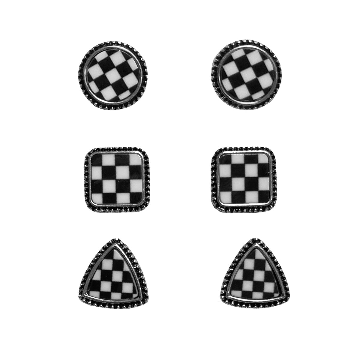 Blazin Roxx Checkered Earring 3 Pack