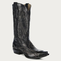 Corral Men's Black-Blue Embriodery Snip Toe Western Boot