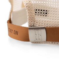 BEX Bolt Flat Bill Trucker Hat in Sky/Tan