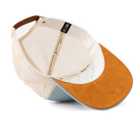 BEX Bolt Flat Bill Trucker Hat in Sky/Tan