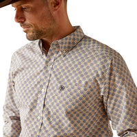 Ariat Men's Cario L/S Fitted Western Button Down Shirt in Grey-Blue Medallion