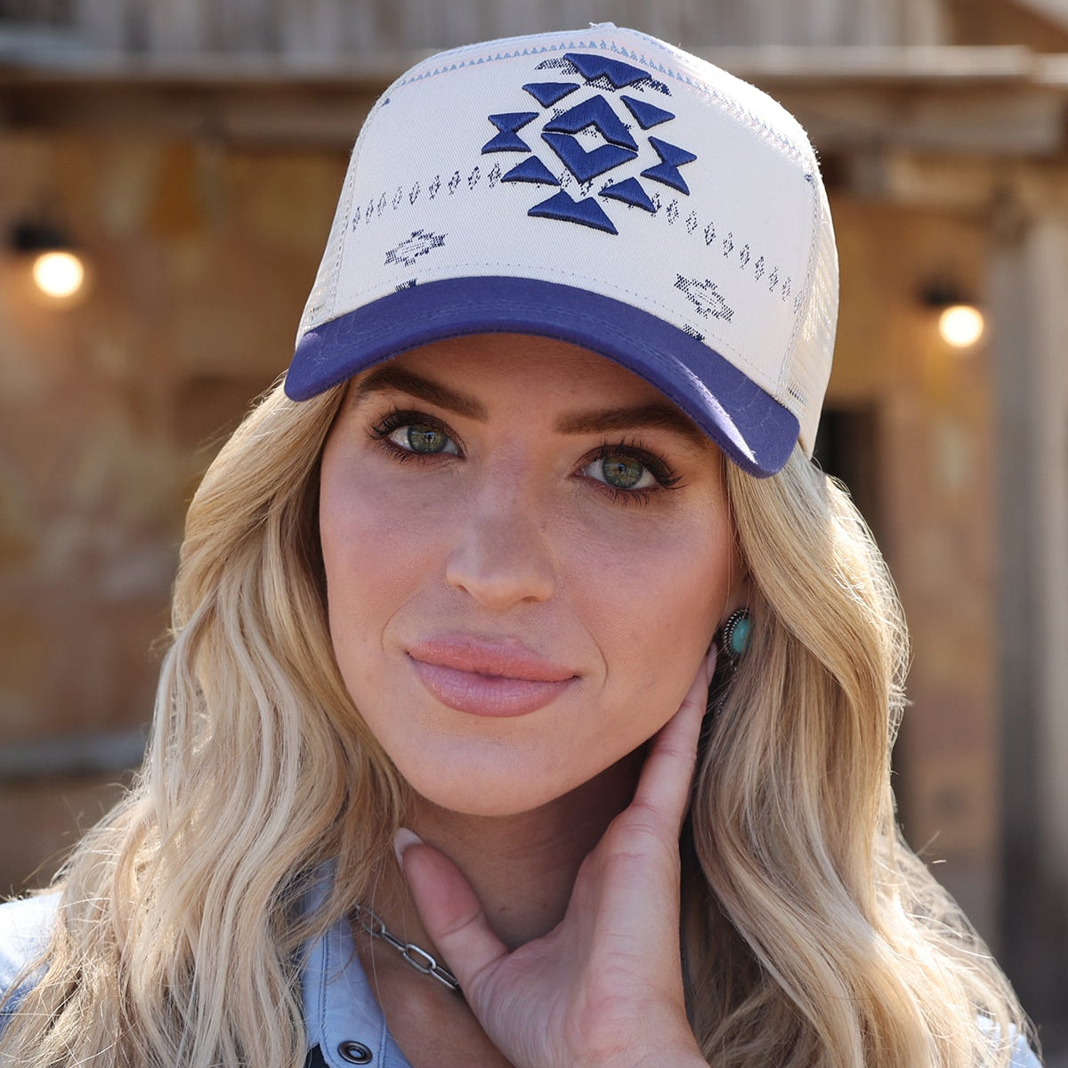 Cruel Women's Aztec Trucker Cap in Cream and Purple
