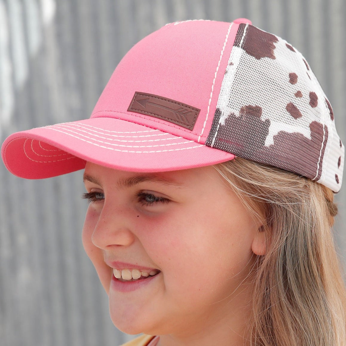 Cruel Girls Youth Pink Cow Print Trucker Cap