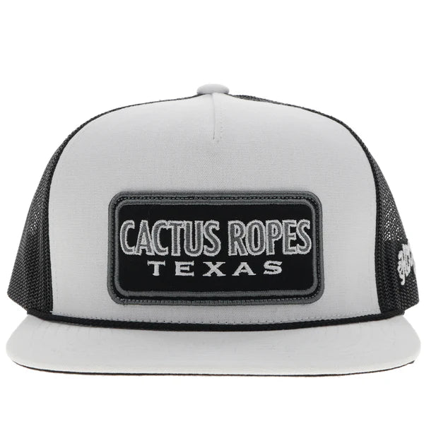 Hooey "Cactus Ropes Texas" Rope Trucker Hat in White & Black