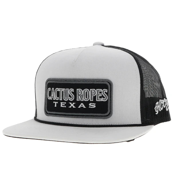 Hooey "Cactus Ropes Texas" Rope Trucker Hat in White & Black