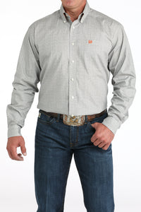 Cinch Men's L/S Classic Fit Geometric Print Button Down Shirt in Cream