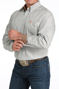 Cinch Men's L/S Classic Fit Geometric Print Button Down Shirt in Cream