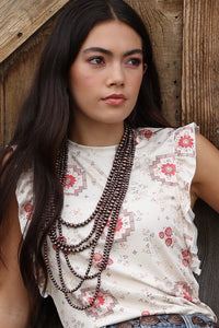Cruel Women's Ruffled Sleeve Blouse in Cream Multi