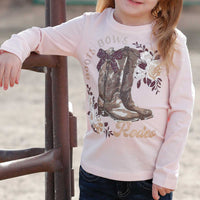 Cruel Girl's Toddler L/S Boots T-Shirt in Pink