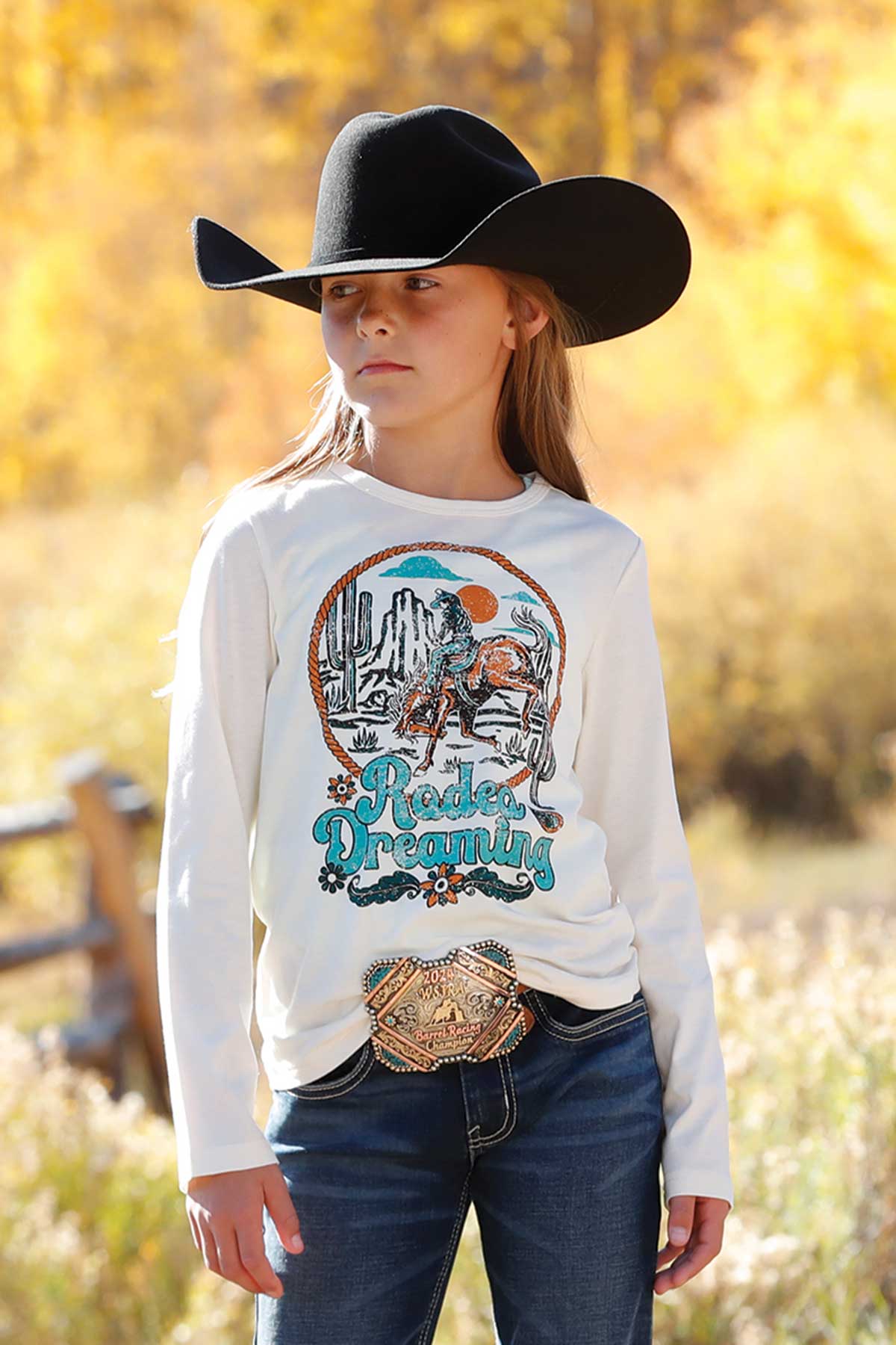 Cruel Girl's Youth L/S Rodeo Dreaming Tee in Cream