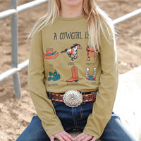 Cruel Girl's Youth L/S Cowgirl Tee in Green