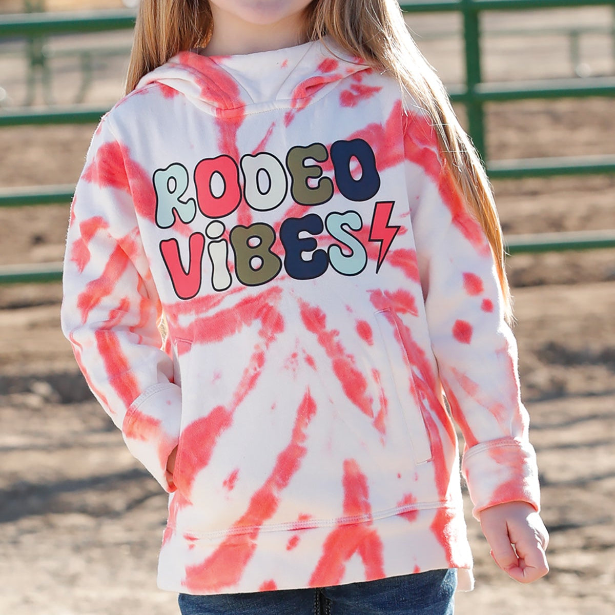 Cruel Girl's Rodeo Vibes Tie-Dye Hoodie in Pink