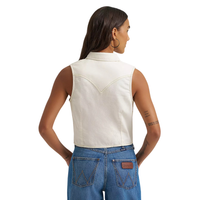 Wrangler Retro Women's Sleeveless Denim Snap Shirt in White
