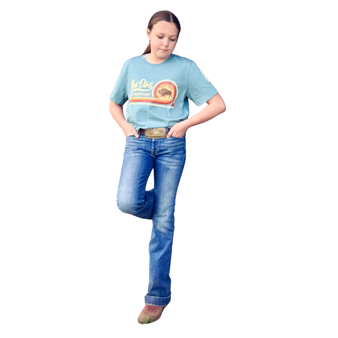Red Dirt Hat Co. "Surf Side" Unisex Graphic T-Shirt in Heather Blue Lagoon