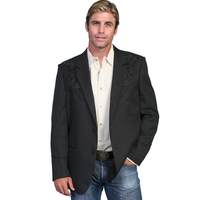 Scully Men's Floral Tonal Embroidered Western Blazer in Black
