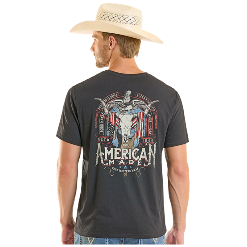 Rock & Roll Denim Unisex American Made Graphic T-Shirt in Black