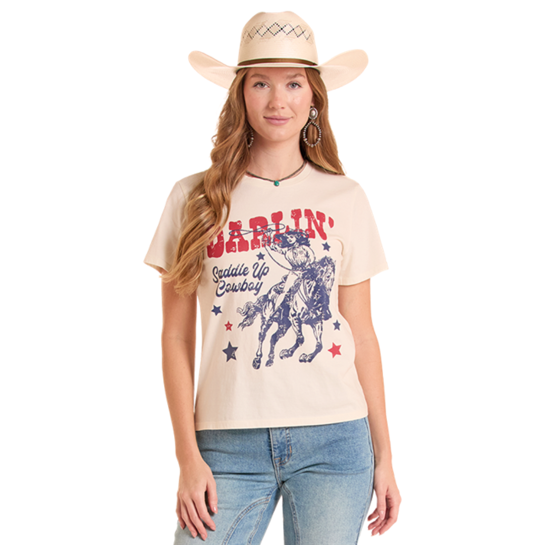 Women's Rock & Roll Denim "Darlin'" Graphic Tee in Natural