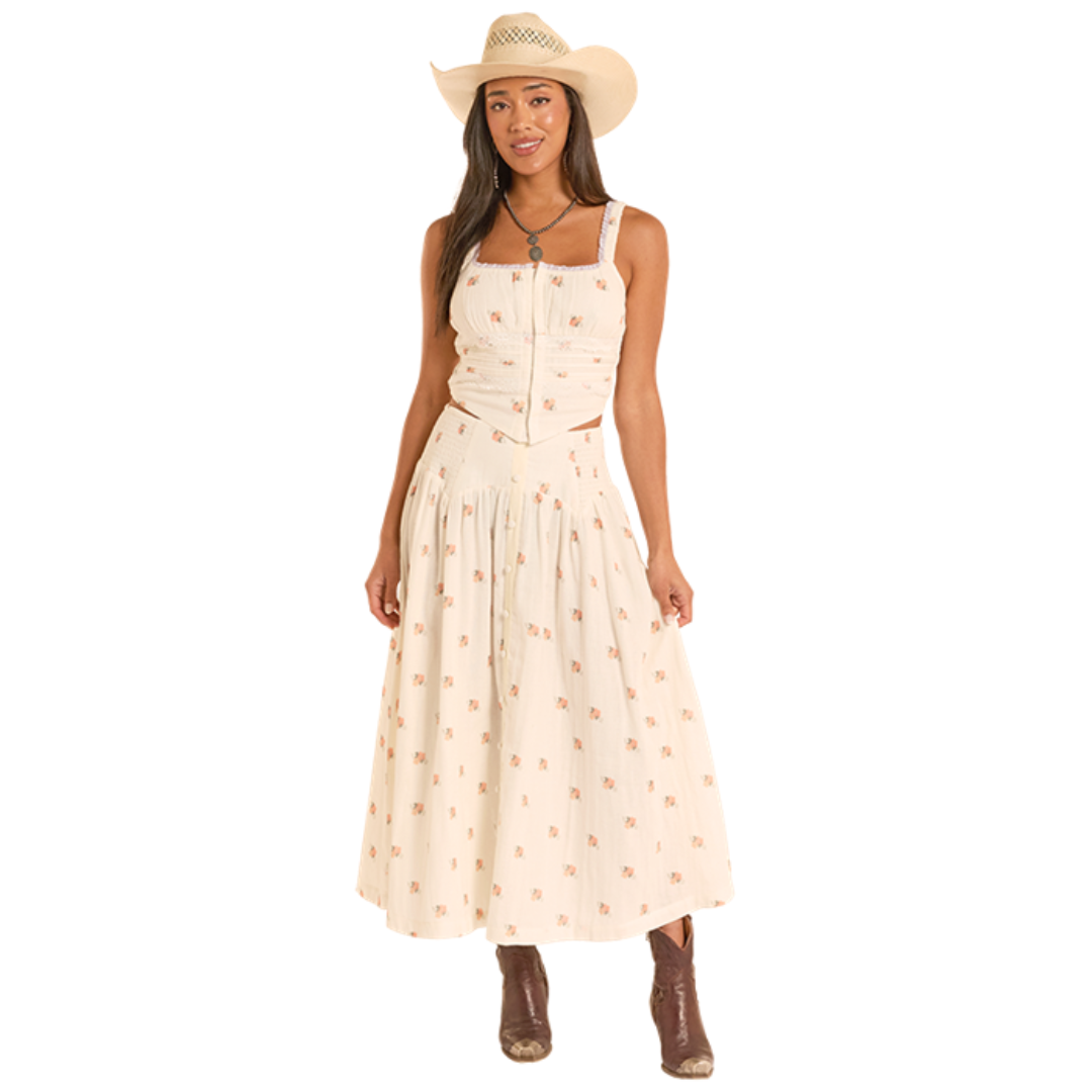Rock & Roll Denim Women's Flower Print Skirt