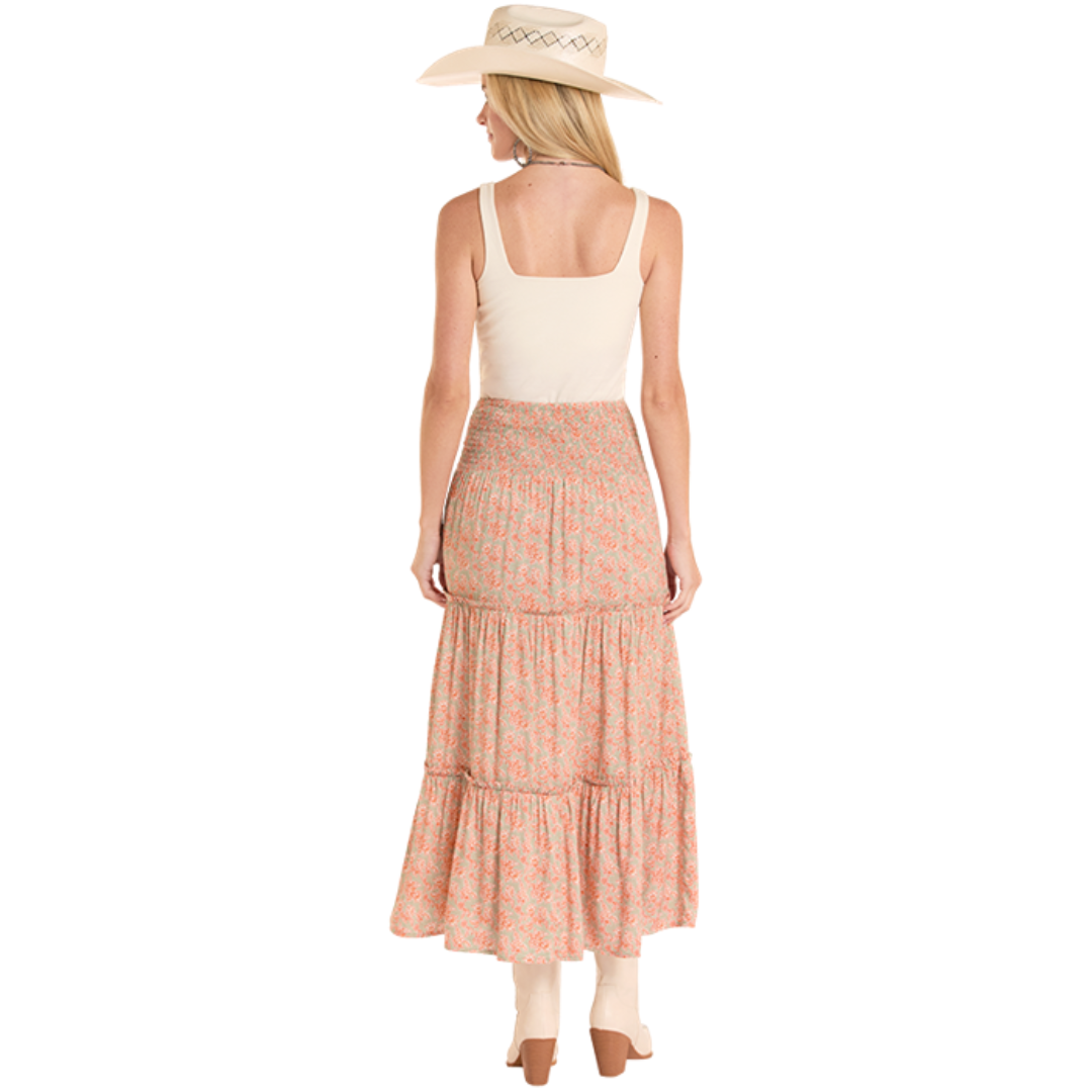 Rock & Roll Denim Women's Layered Floral Midi Skirt