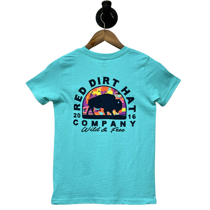 Red Dirt Hat Co. Youth "Wild & Free" T-Shirt in Teal