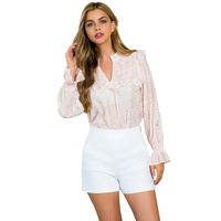 Women's Metallic Stars Sheer Top in Pink
