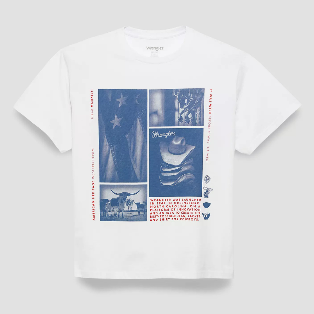 Wrangler Retro Women's S/S Western Collage Graphic Tee in Bright White