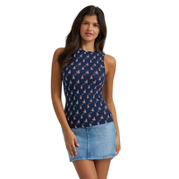 Wrangler Retro Women's Printed Slim Goddess Tank in Navy
