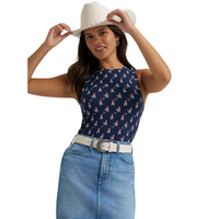 Wrangler Retro Women's Printed Slim Goddess Tank in Navy