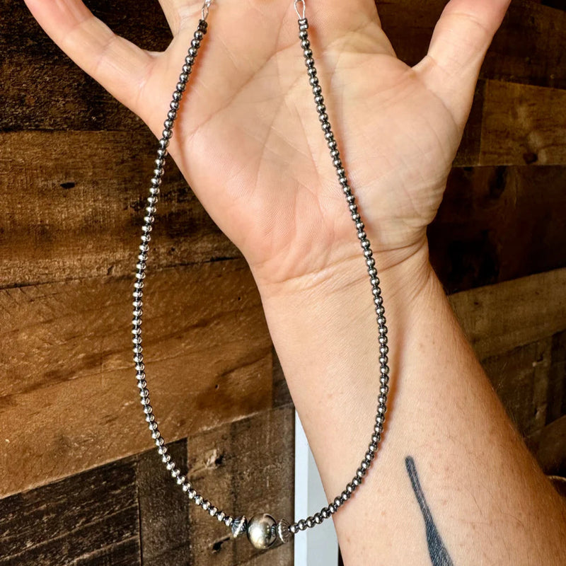 14" 10mm Center Sterling Silver Pearl and Saucer Choker
