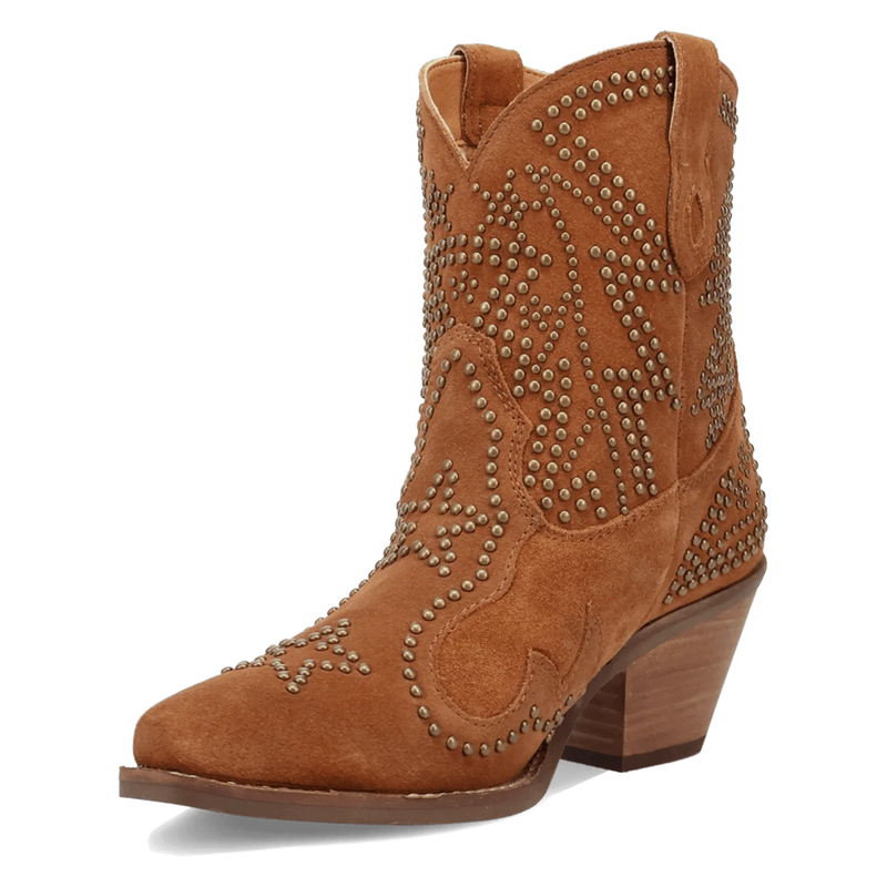 Dingo Women's Seein' Stars Suede Leather Bootie in Camel