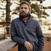 Powder River Outfitters Men's Melange Henley Pullover in Blue