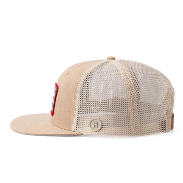 BEX Wyatt Flat Bill Classic Hat in Sand/Denim